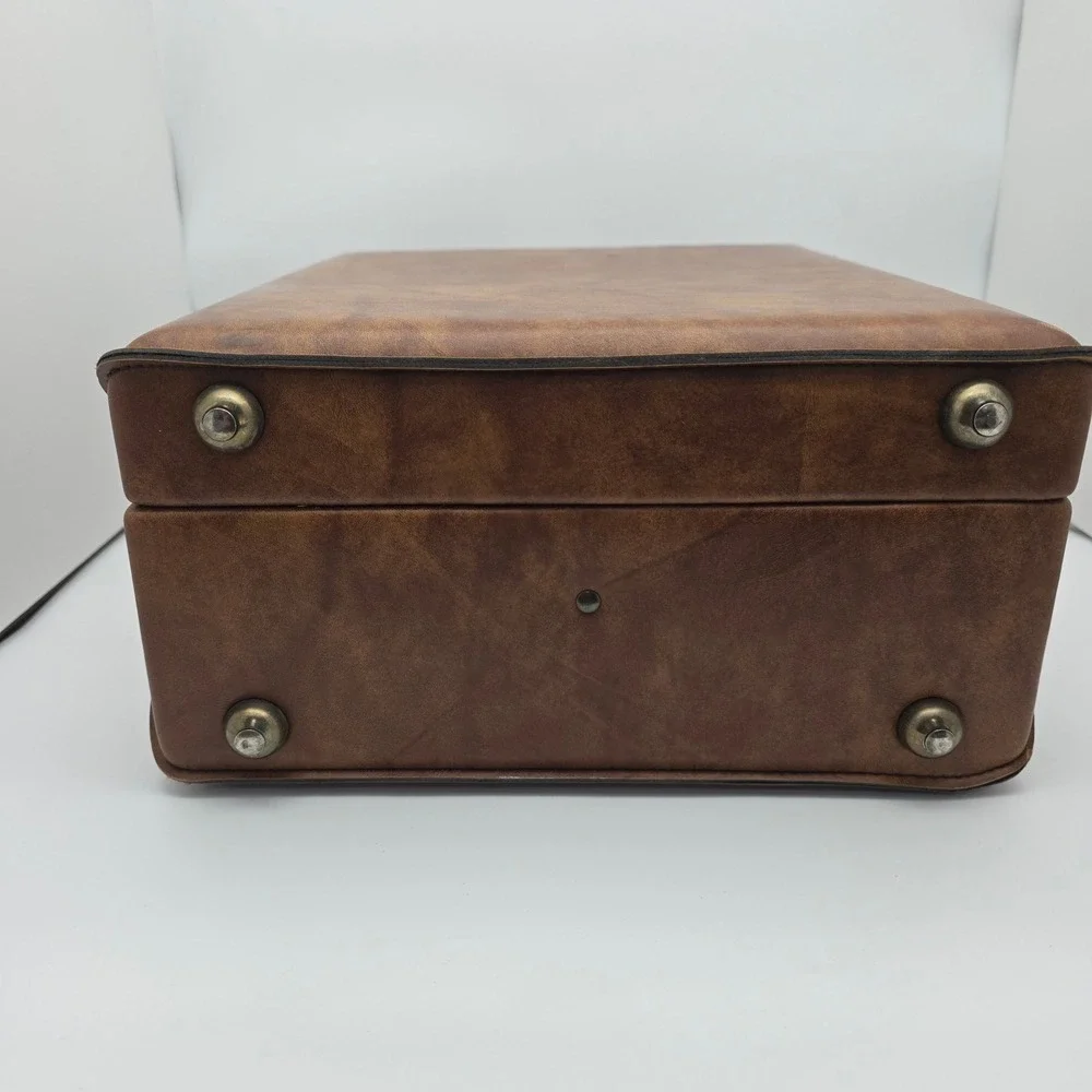 Vintage Travel Bar Case Brown Leather Mid Century Retro Speakeasy‎ Barware 1970s